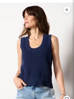 Evereve Navy Ribbed Knit Tank Top
